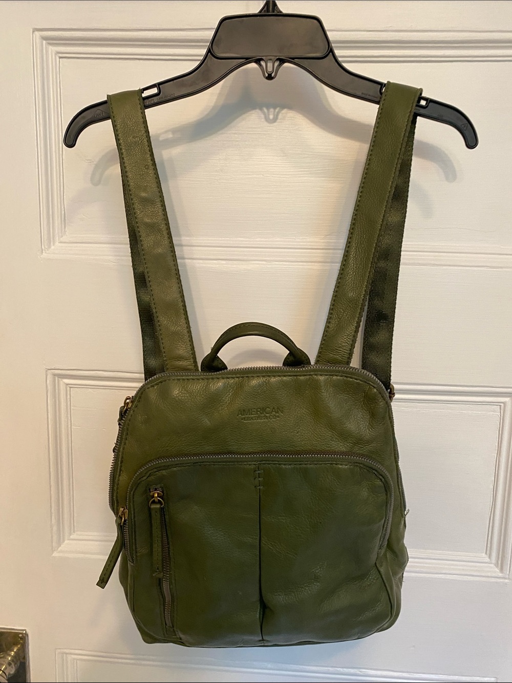 American Vintage Olive Green Leather Backpack